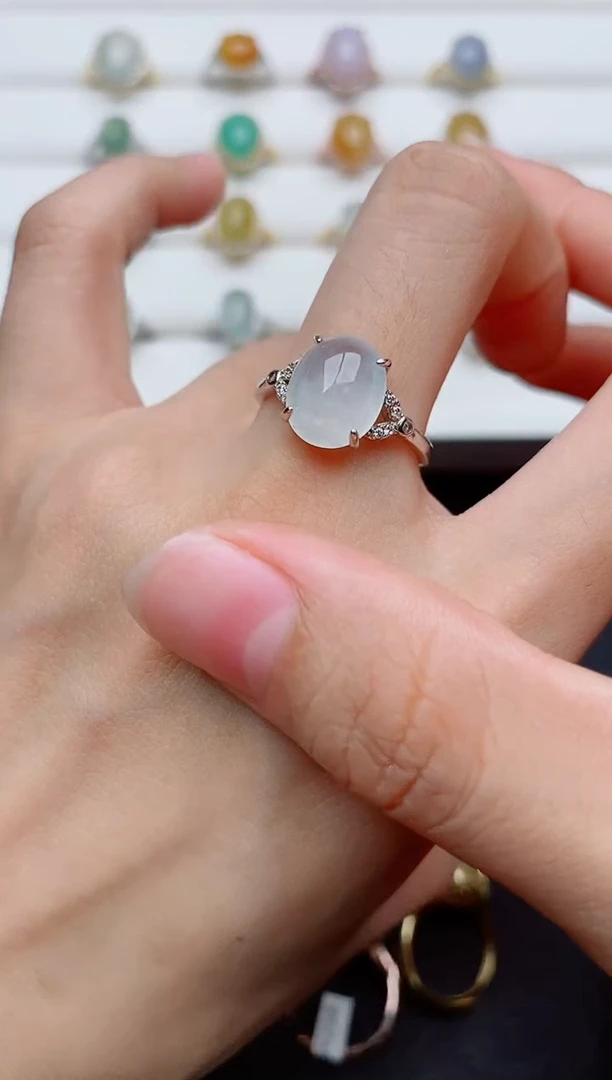 银S925镶嵌戒指翡翠1