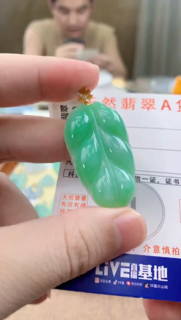 颈饰18K金镶嵌翡翠天然A货翡翠挂件