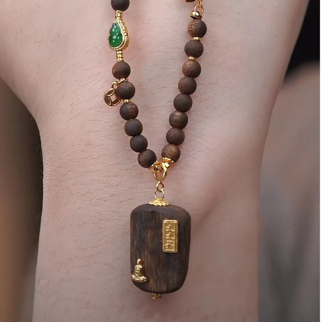 沉香【芮初珠宝】沉香无相佛双圈项链（多样性发其一）@B04062605@