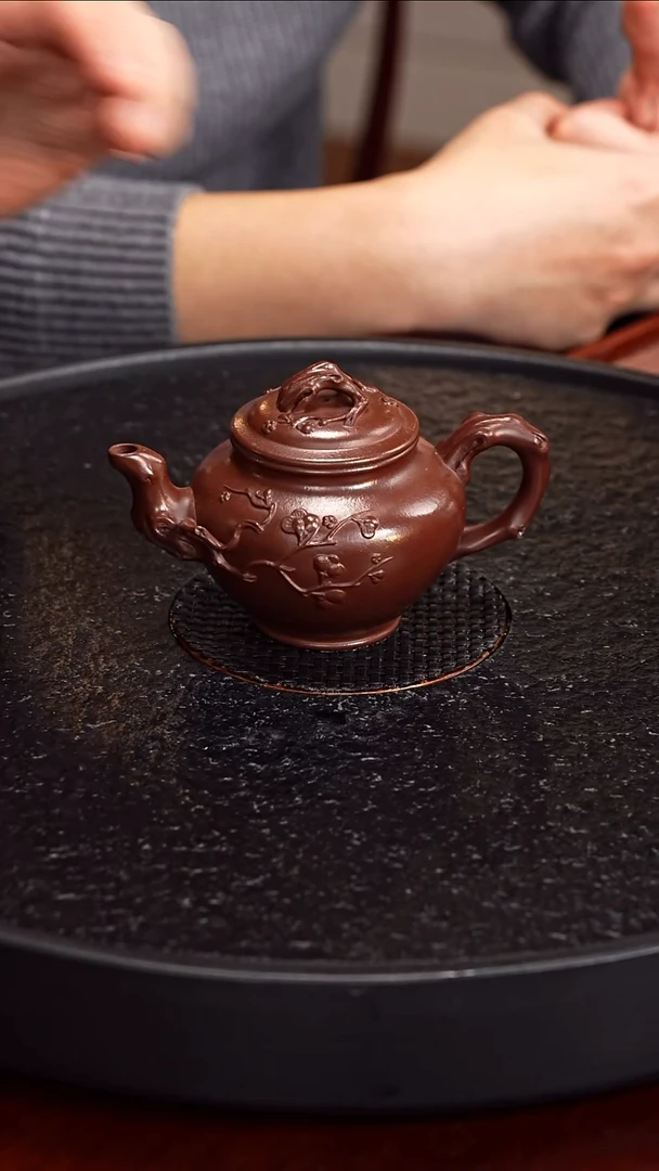 茶壶紫砂蒋敏杰  梅报春98 鹅蛋紫朱 160毫升