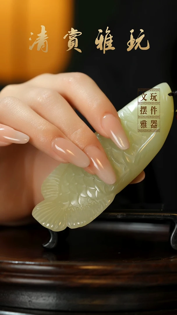 玉《金龙鱼》手把件摆件