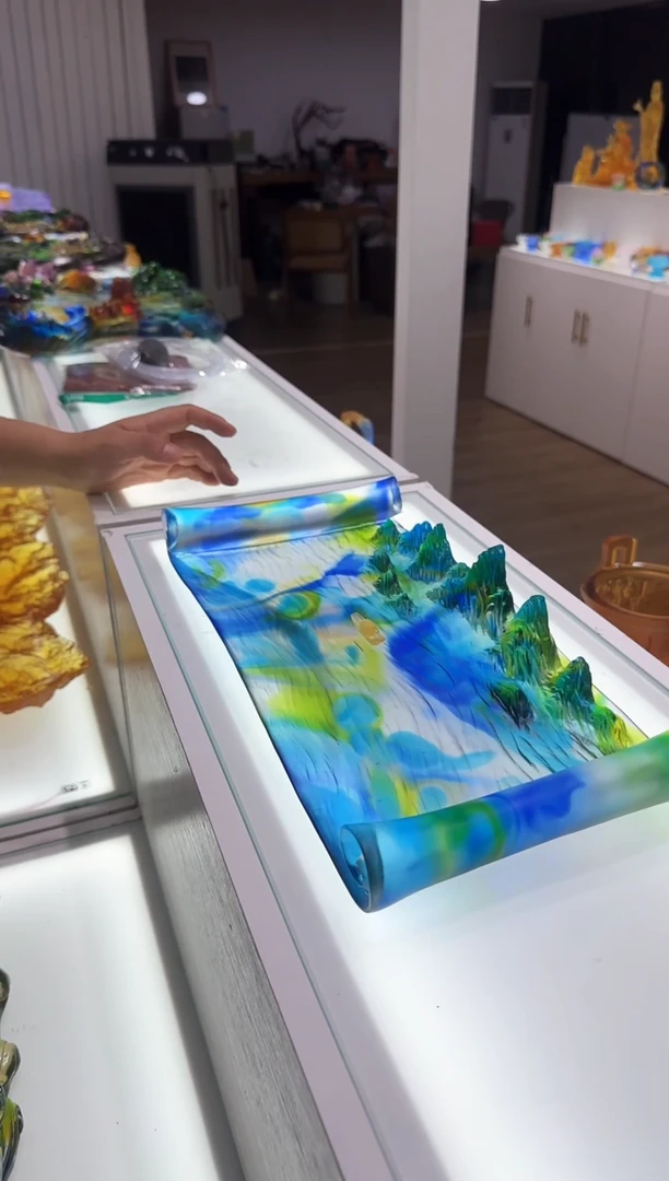 手工艺品琉璃古法琉璃千里江山