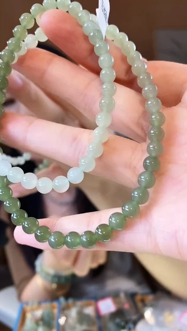 和田玉未镶嵌颈饰6MM渐变项链