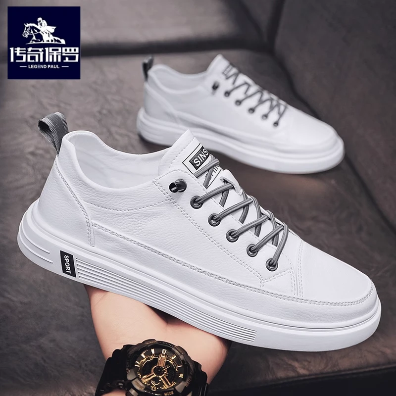 传奇保罗官方正品冬季百搭潮流学生板鞋休闲皮鞋白鞋运动耐磨男鞋