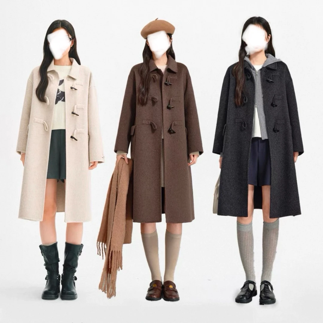 【反季大衣】伊迪卡双面羊毛大衣韩版百搭学院女士秋冬时尚款大衣