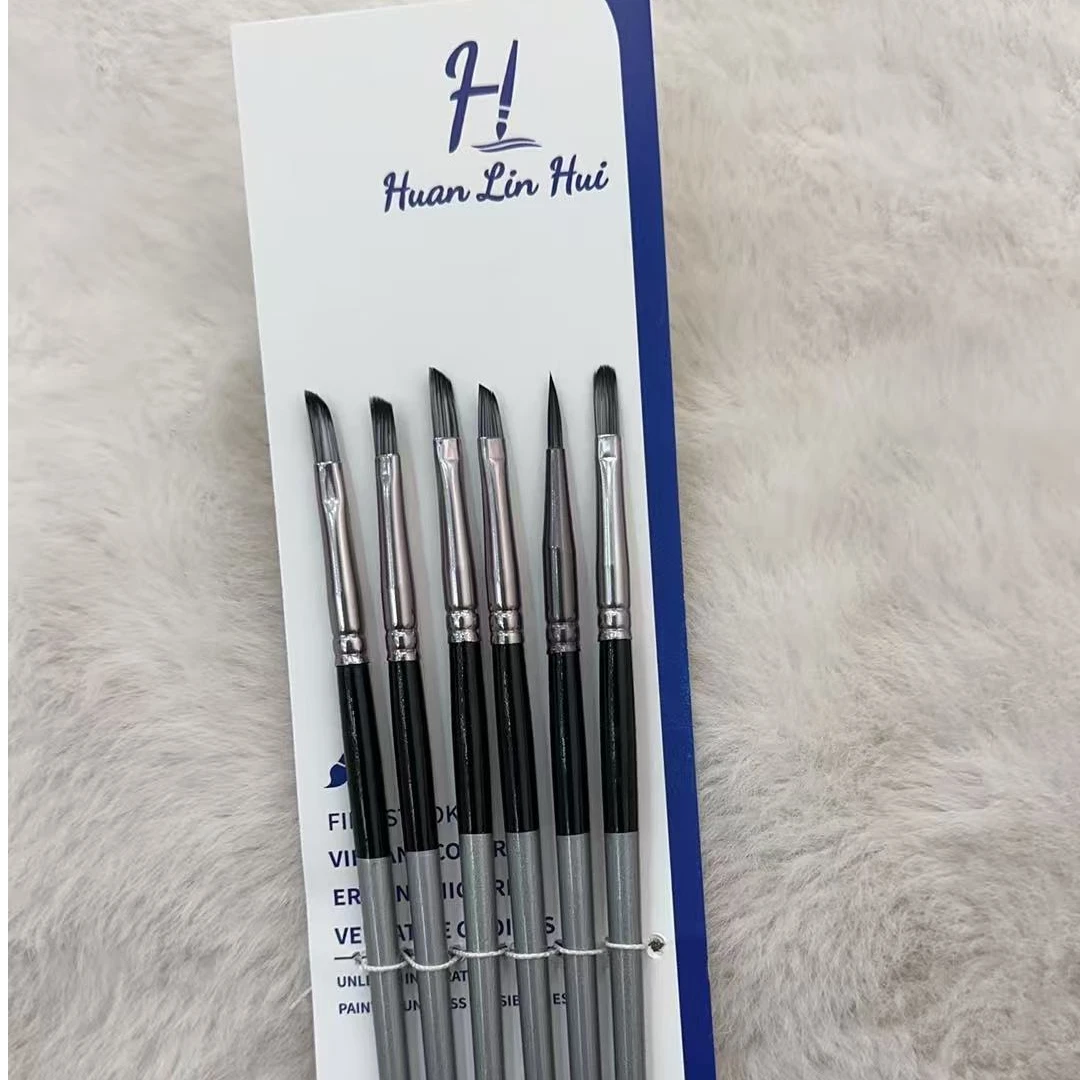 6支装出口捷克银杆混合毛油画笔