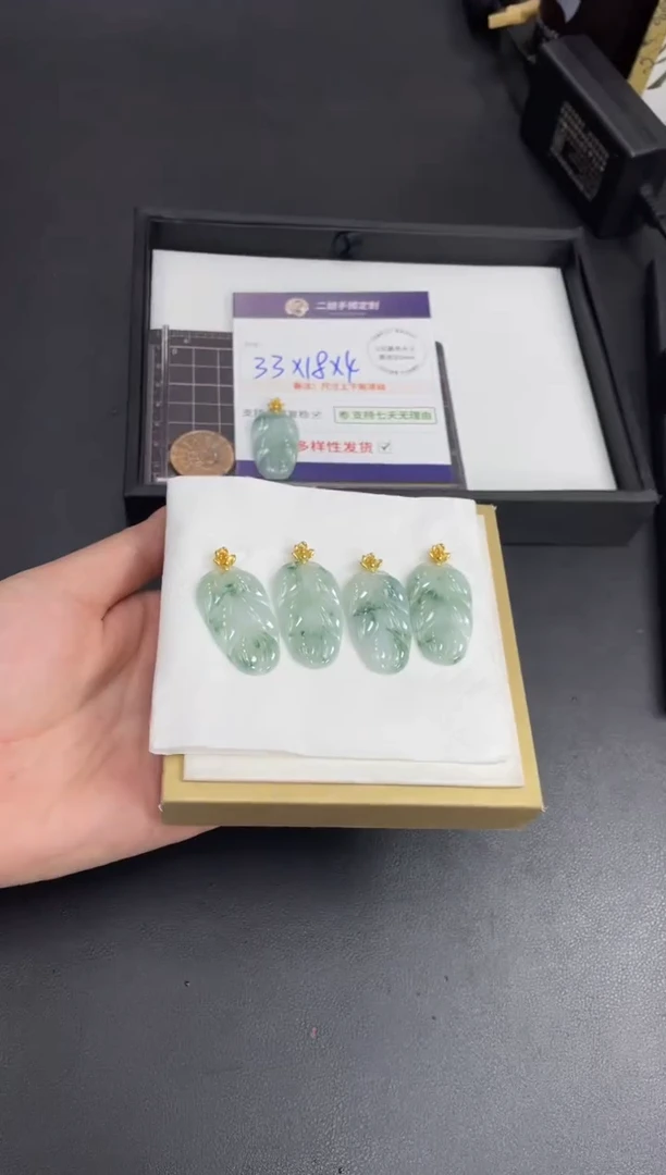 银S925镶嵌挂件翡翠叶子FL5/多样性发其一CP配绳