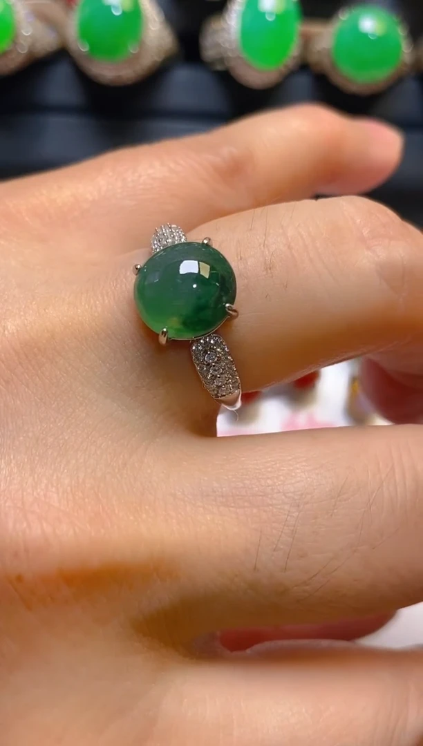 【闪购商品】翡翠耳饰银S925镶嵌天然A货翡翠1