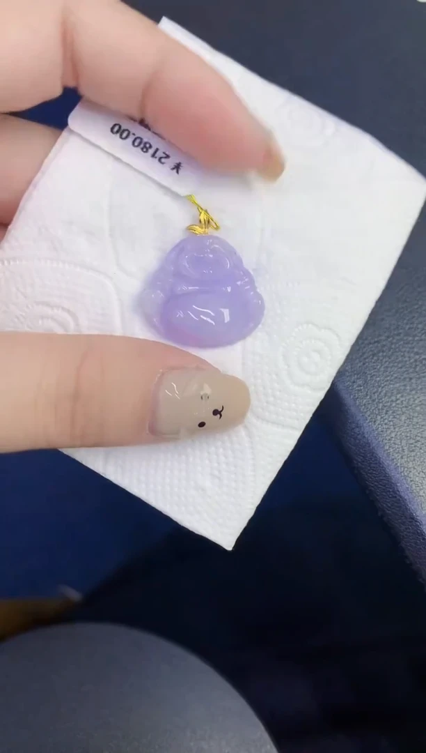 颈饰18K金镶嵌翡翠缅甸天然翡翠A货