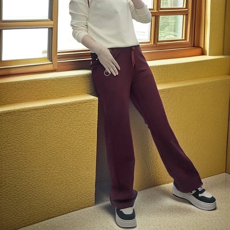 《丽丽家》百搭女士裤子新款中腰显瘦时尚休闲直筒裤