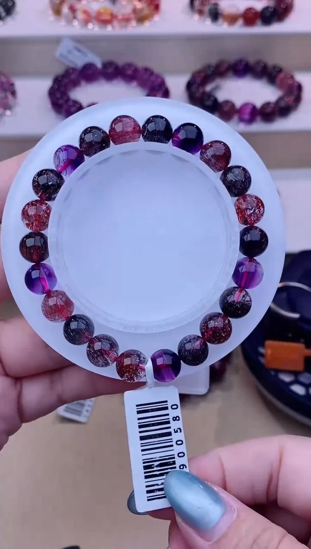 未镶嵌手串水晶黑加仑超七单圈8m+