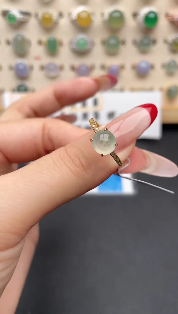 【闪购商品】翡翠戒指银S925镶嵌一物一证一礼盒