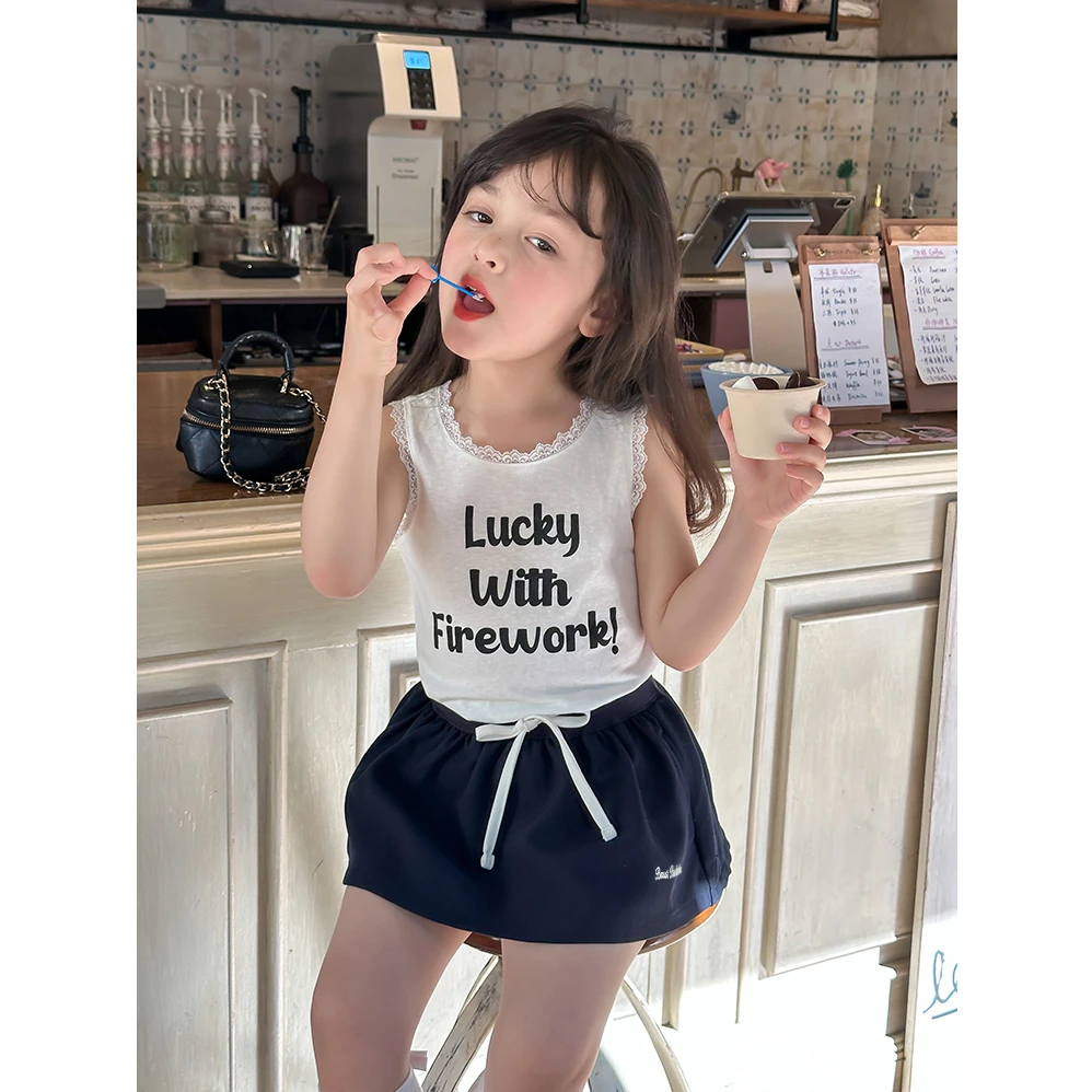 【现货已开价】女童设计感防走光字母裙裤夏季儿童辣妹半身裙25B151