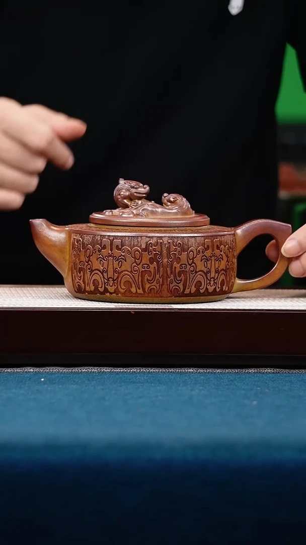 茶壶紫砂赤炎柴烧 双龙周盘
