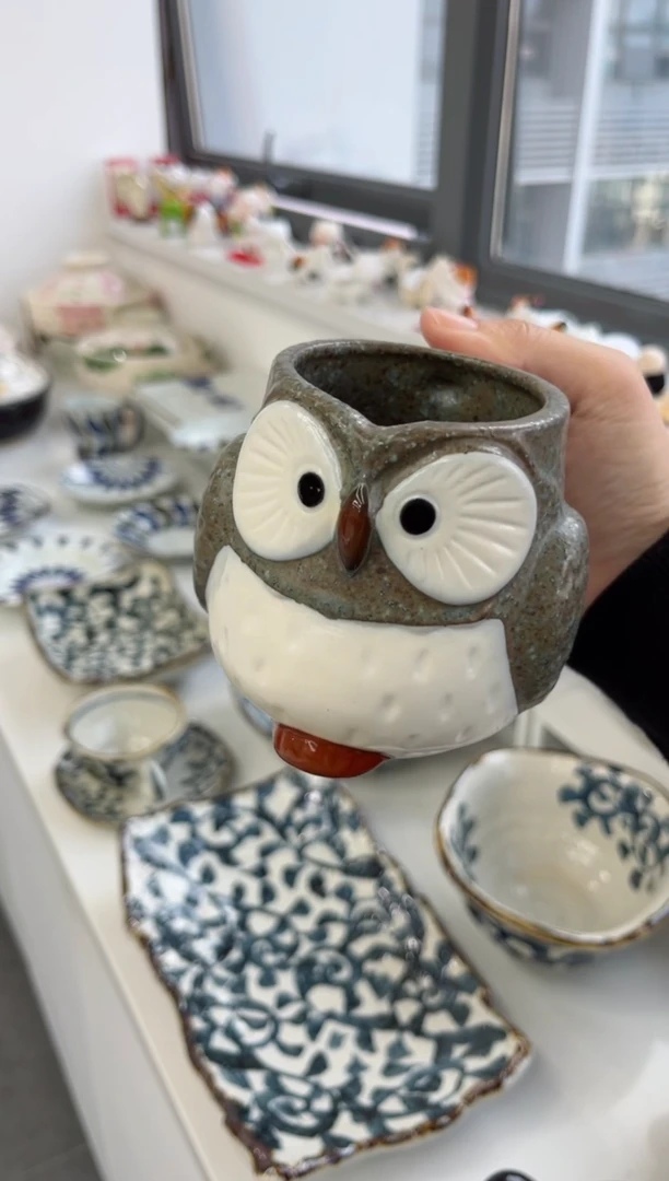 【闪购商品】瓷片猫头鹰马克杯（青）