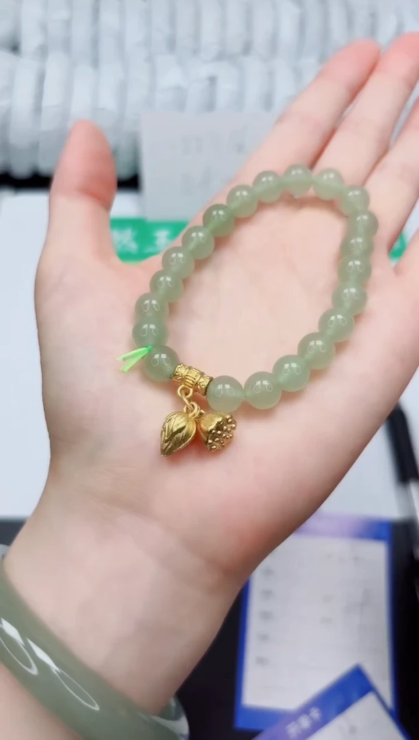 手镯石英质玉未镶嵌东陵绿手链主播同款一串