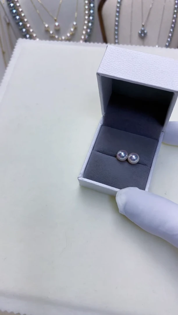 【闪购商品】海水珍珠饰品18K金镶嵌7.5-8素钉定制