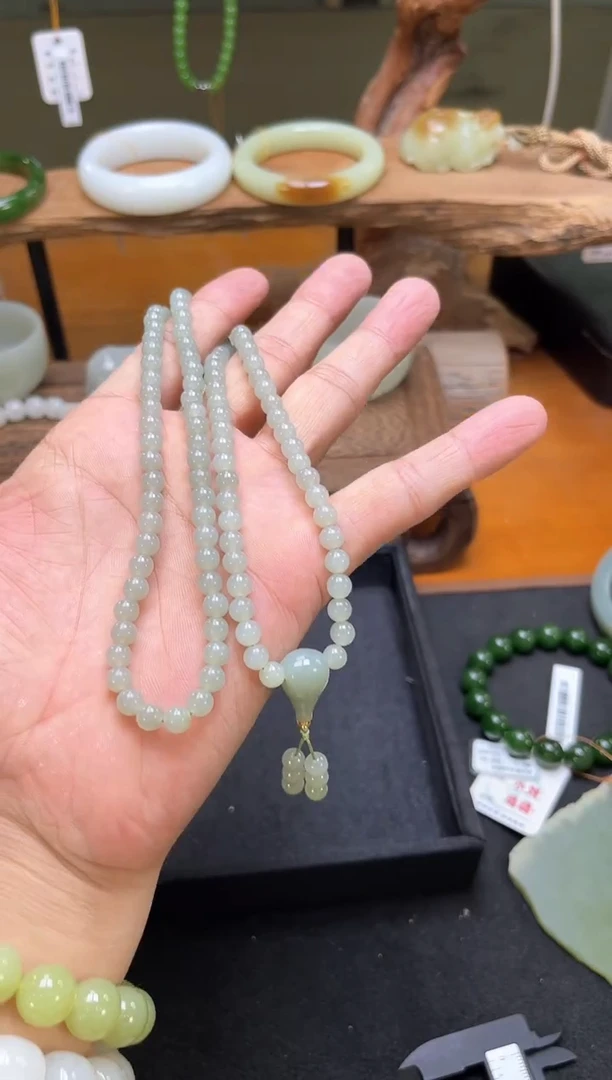项链未镶嵌和田玉108卡6且末吐拉牧场珠链