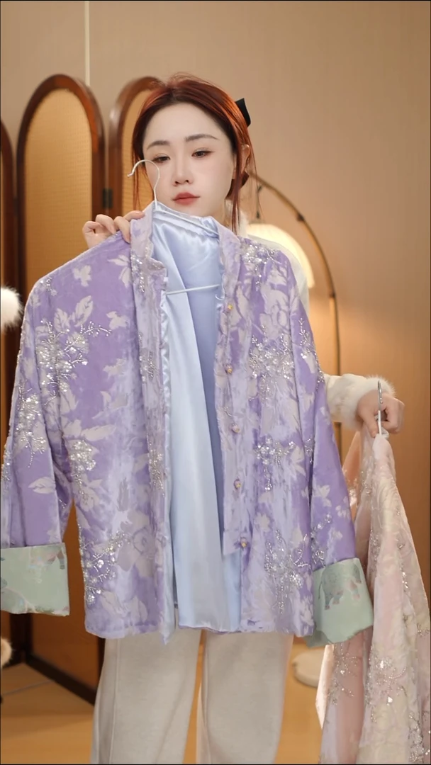 紫色亮片丝绒外套