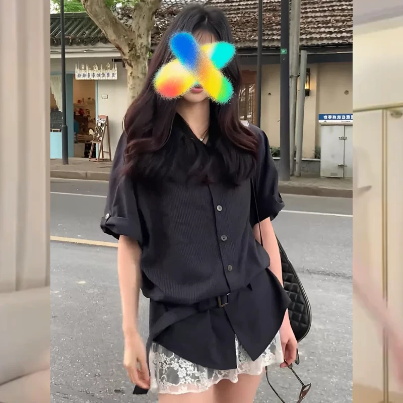 2025夏季新款露丝衬衫裙两件套带腰带口袋纽扣衬衫