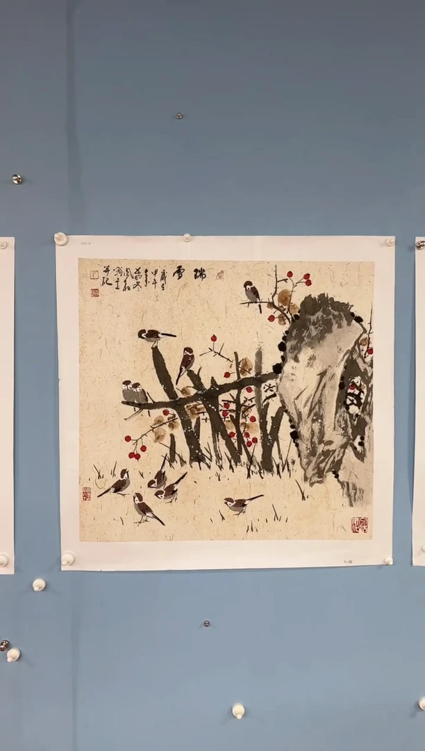 国画千**年马凤柏麻雀4.5平尺