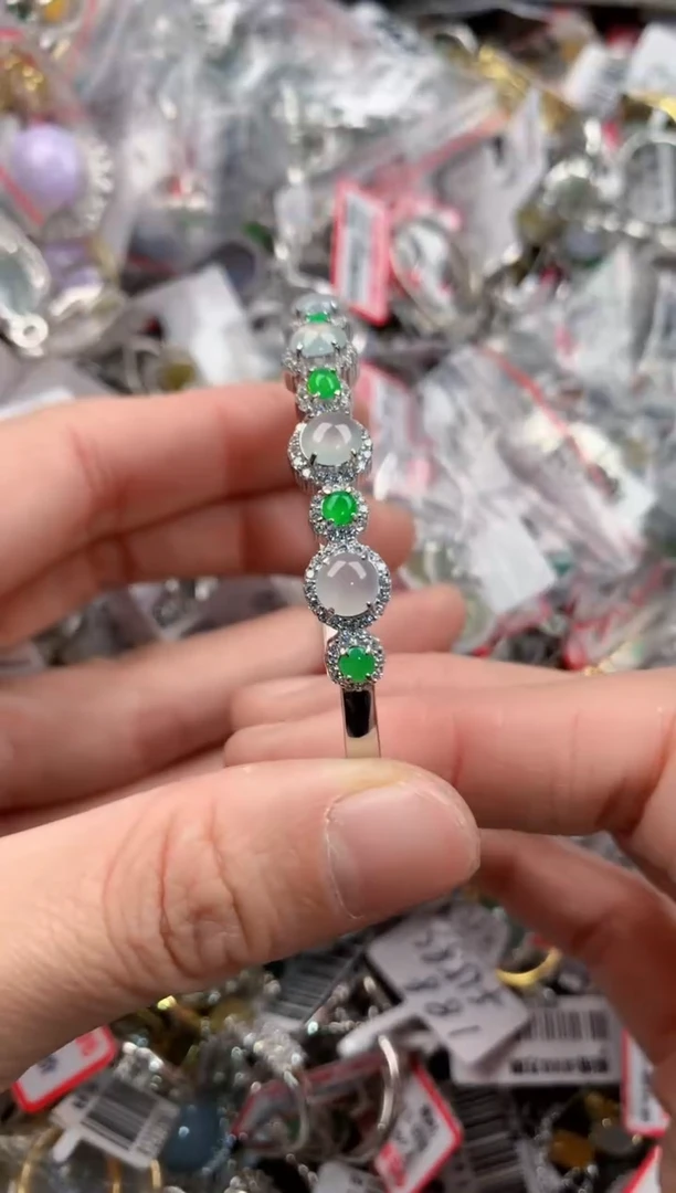 银S925镶嵌戒指翡翠555   9