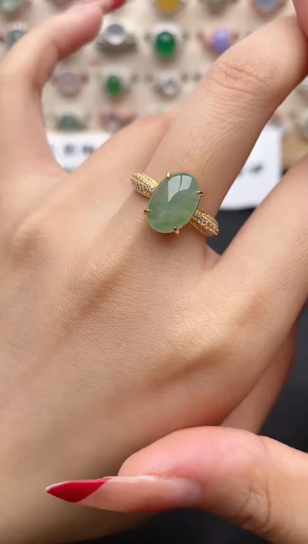 【闪购商品】翡翠戒指银S925镶嵌一物一证一礼盒