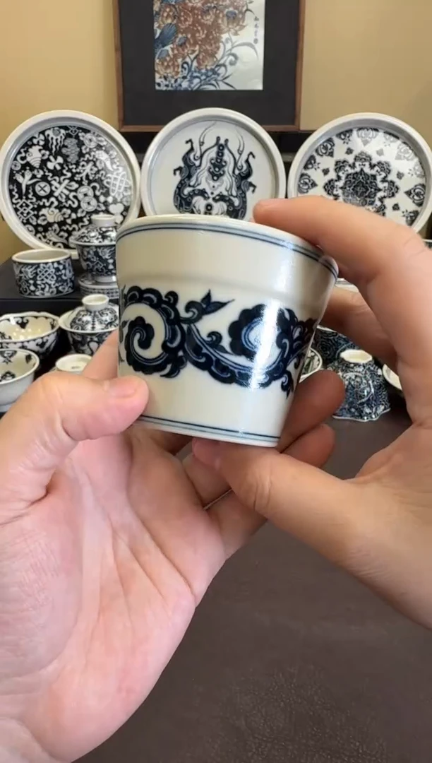 二号釉唐草纹冰桶杯