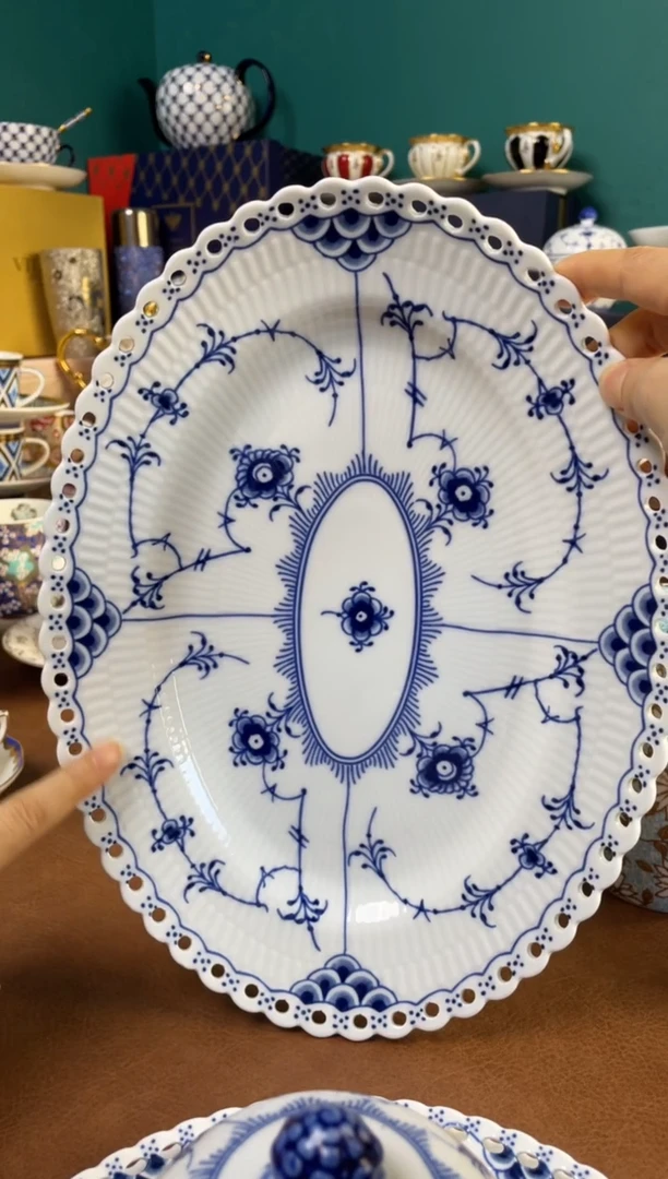 高端礼品（RC家）12.75寸鱼盘蓝色-XY