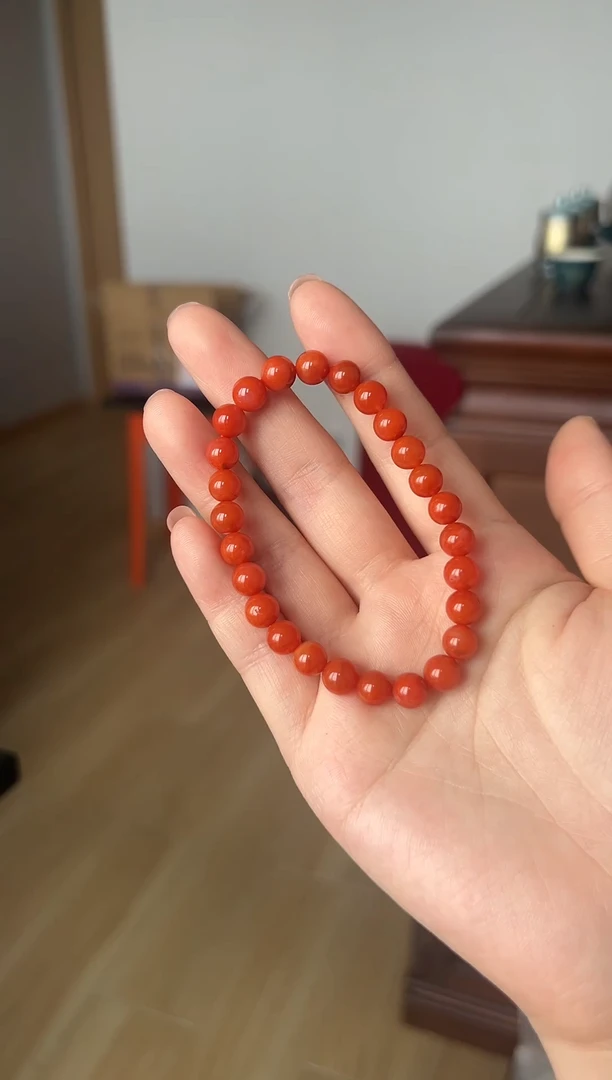 【闪购商品】南红玛瑙手串未镶嵌满肉南红微瑕单圈手串