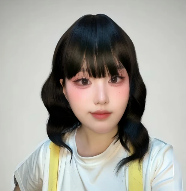 假发女齐刘海黑色蛋卷短发全头套自然毛娘cos