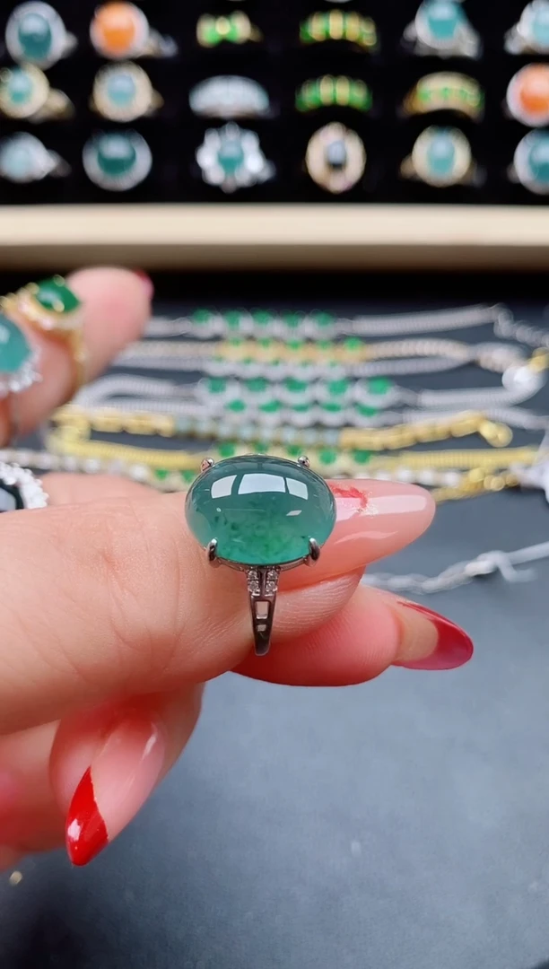 【闪购商品】翡翠戒指银S925镶嵌08050