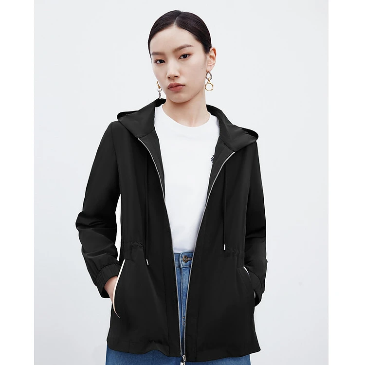 【晨粉专享价】NEXY.CO/奈蔻秋季酷女孩连帽修身顺滑拉链短外套女