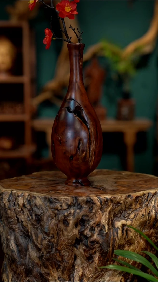 木雷击枣木富贵瓶