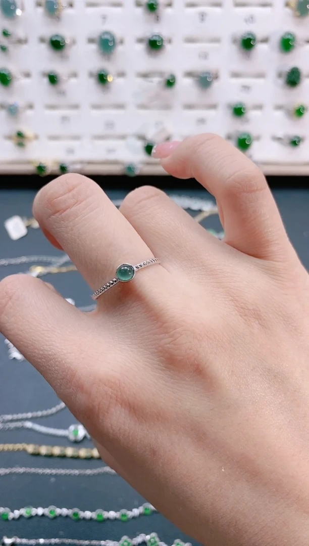 【闪购商品】翡翠戒指银S925镶嵌天然翡翠