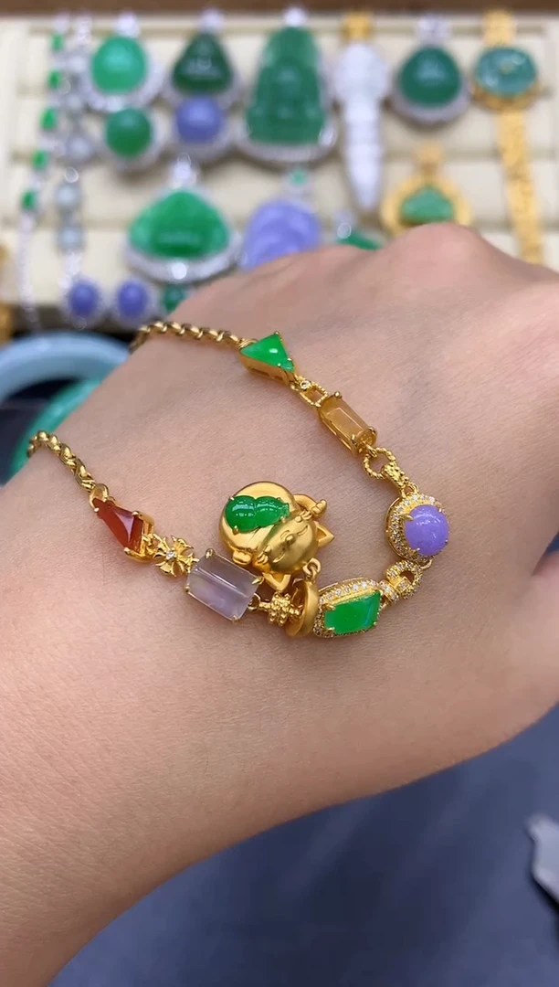 18K金镶嵌手链翡翠426-中国好珍宝