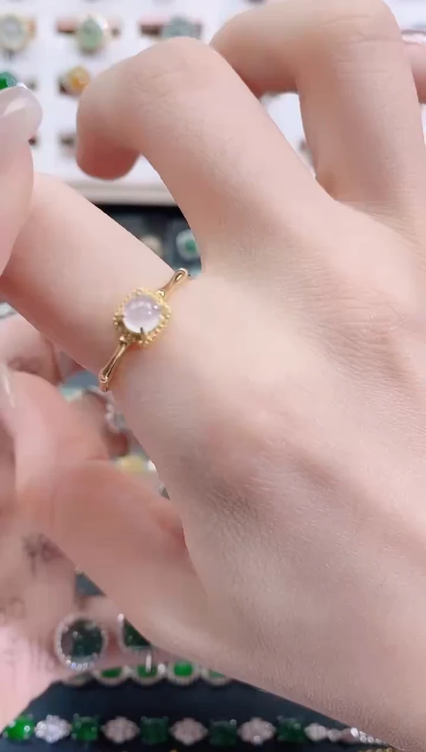 银S925镶嵌戒指翡翠天然翡翠