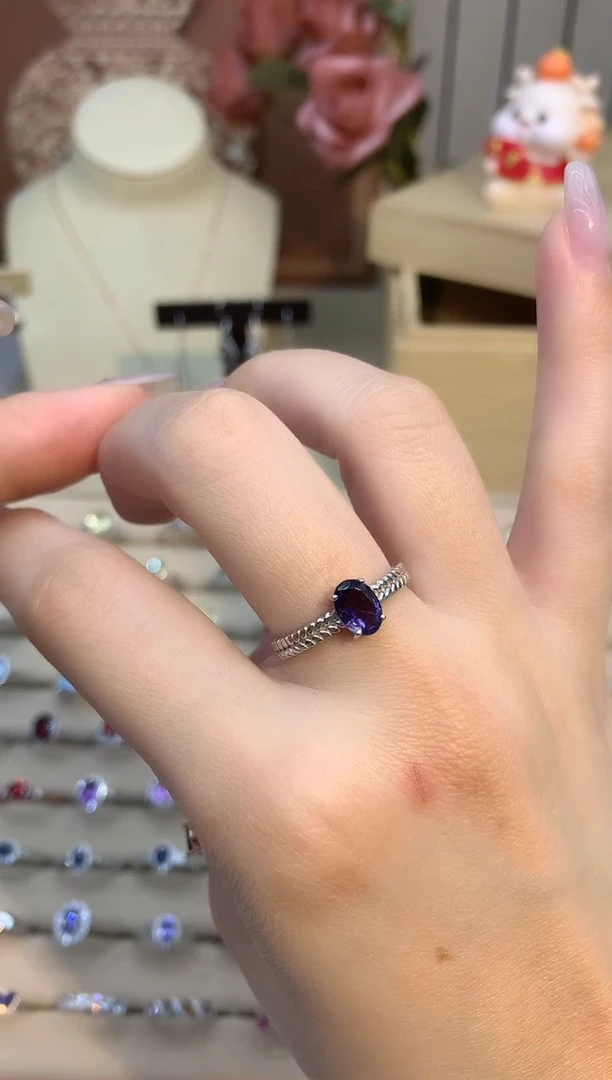 银S925镶嵌堇青石戒指堇青石