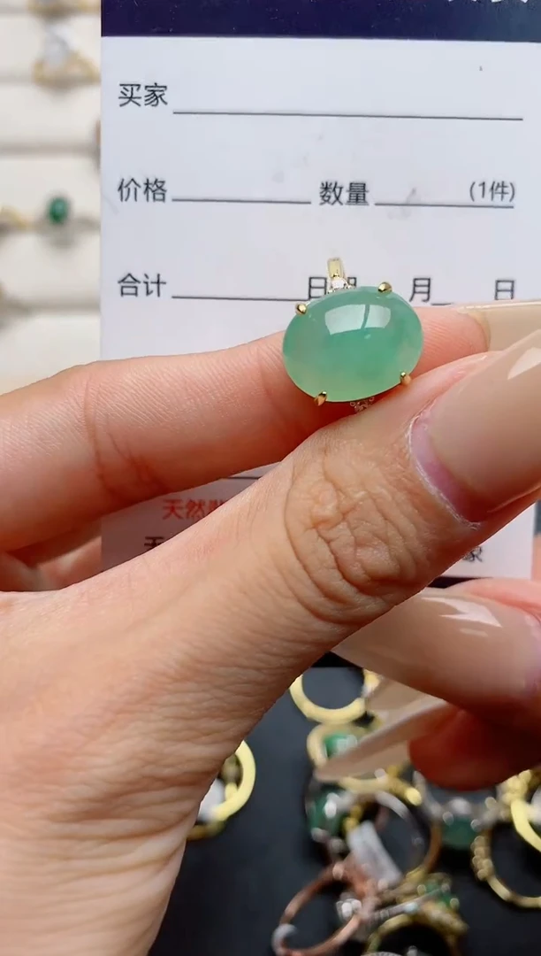 翡翠戒指银S925镶嵌.