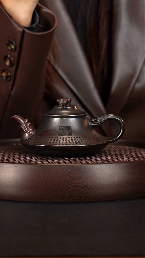 茶壶紫砂宜兴紫砂壶铁血红砂柴烧滕王阁序云炉260cc