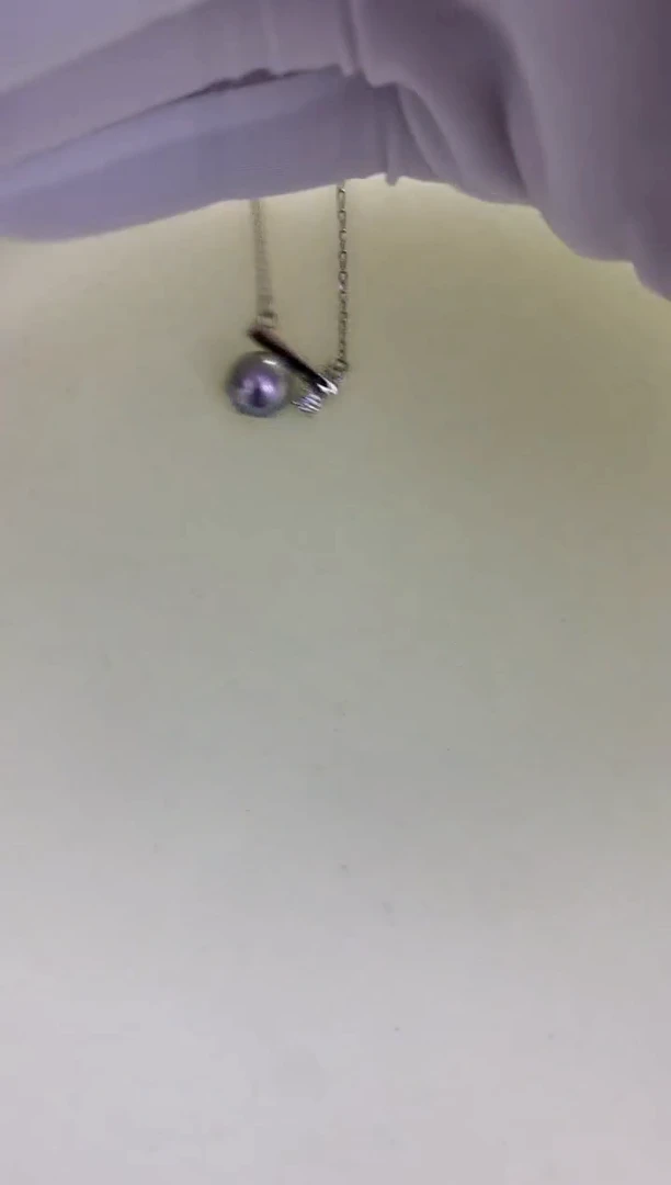 银S925镶嵌DA海水珍珠 灰珠套链 GD088