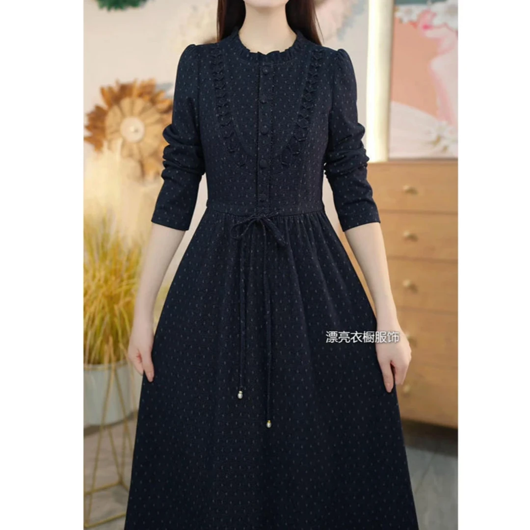 漂亮衣橱服饰[PLYC100]秋季新品连衣裙气质显瘦女装打底收腰洋气
