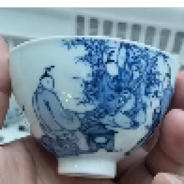 【小乔赏瓷】古聿老友珍玩青花无相人物鸡心杯竹林七贤guyu735