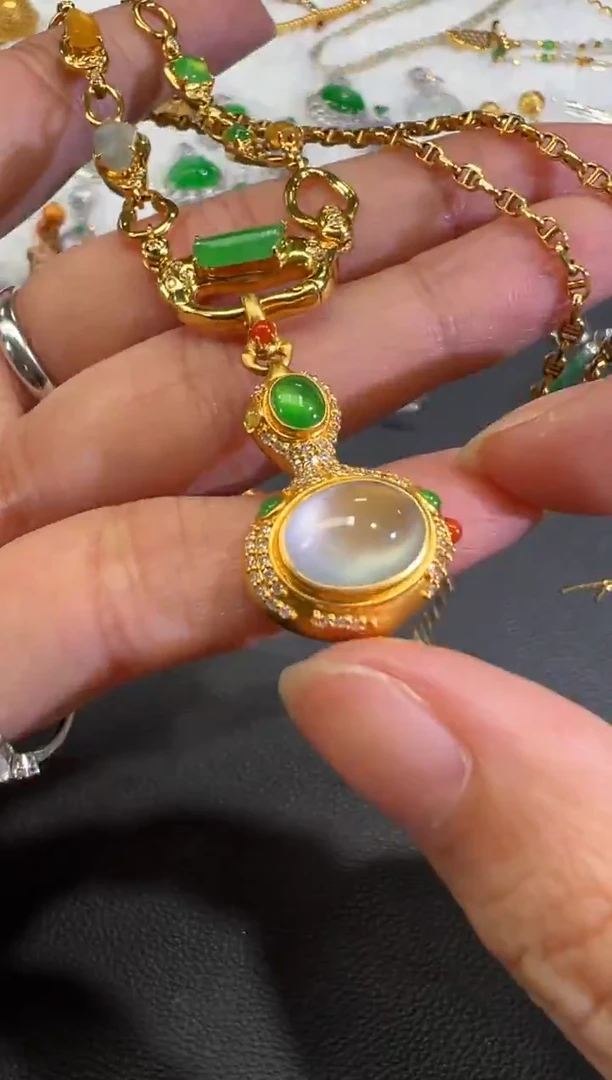 项链18K金镶嵌翡翠N***yA231|45000