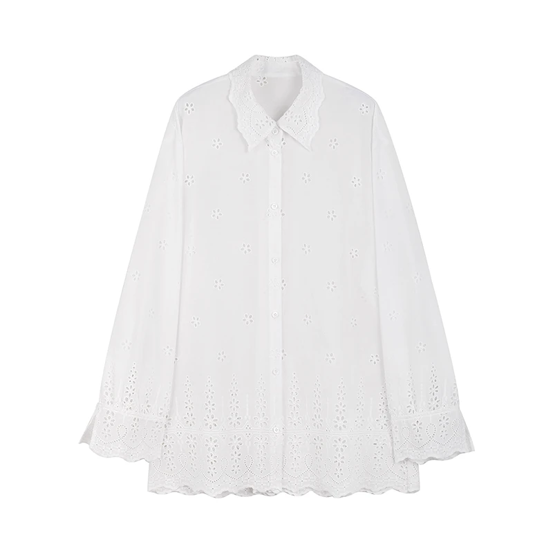 THREE GOOOD/三吉【放价了】镂空刺绣花朵休闲衬衫外套Y725T05126