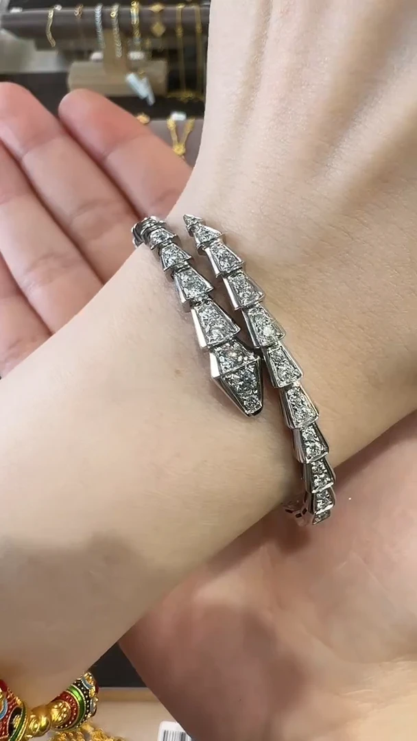 【闪购商品】钻石手镯18K金镶嵌蛇手镯16#