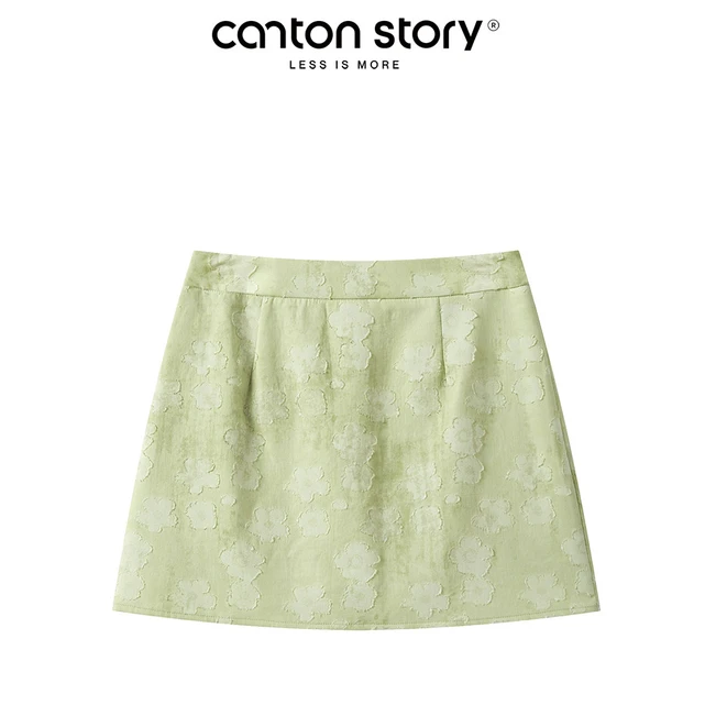 羊城故事【现现】精致花朵半身裙高腰遮肉显瘦a字短裙 Y50449641