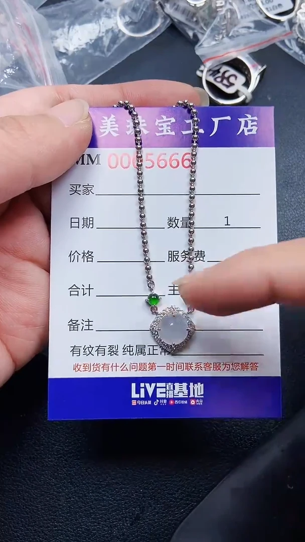 颈饰银S925镶嵌翡翠5666