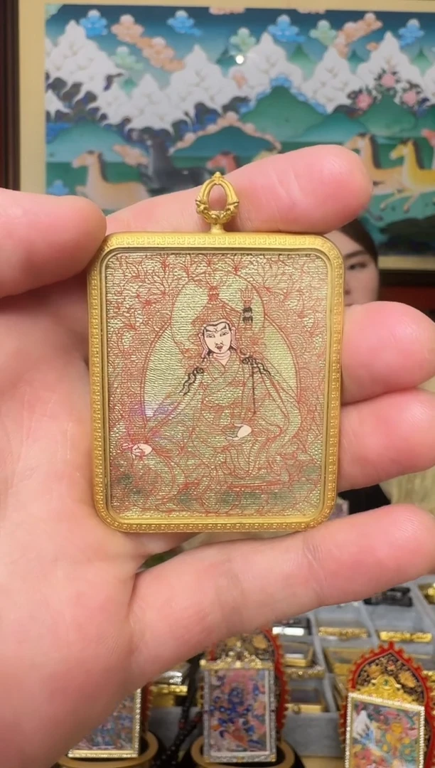 吊坠莲老师金唐-热贡纯手绘唐卡
