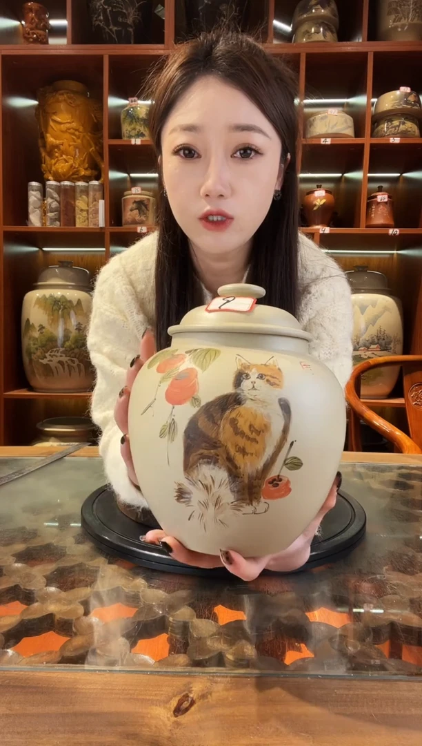 罐李正龙作品白泥小茶罐@9